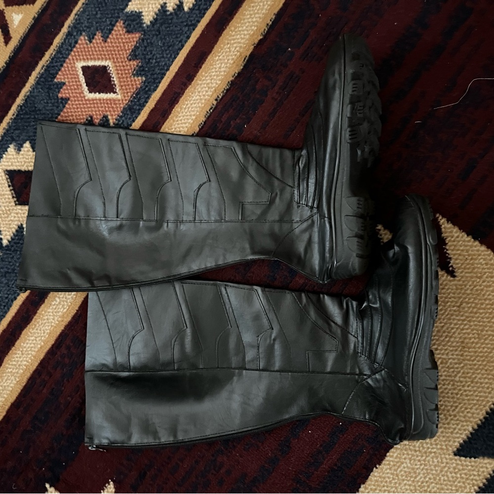 Black Leather Knee-High Boots